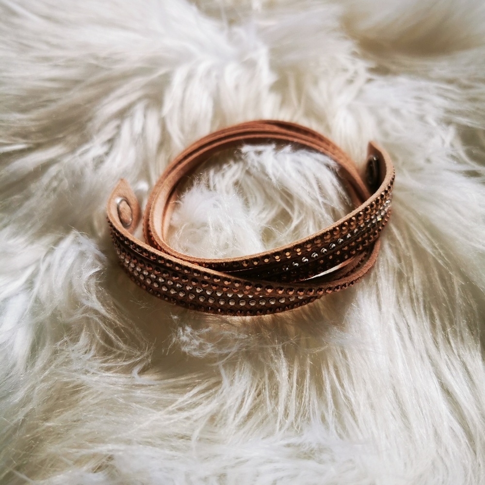 Swarovski Slake Leather Wrap Bracelet, Rose Gold